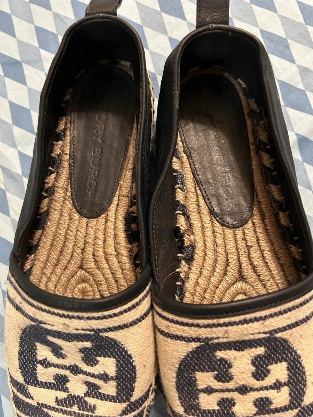 Tory Burch double T Jacquard espadrilles size 9